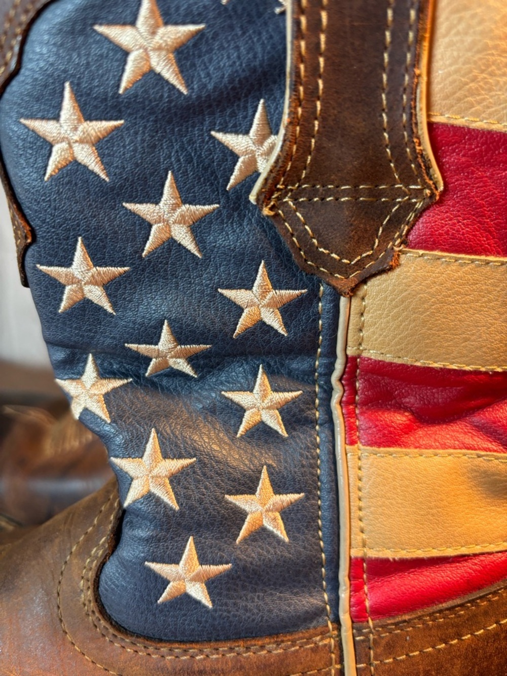 Durango Lady Rebel Brown Leather Western Boots with American Flag Shaft Women’s - Picture 4 of 15